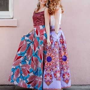 Francis + Benedict Joyce Maxi Skirt | Large | Turquoise, Red and White